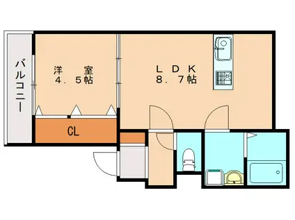 SNK諸岡(1LDK/1階)の間取り写真