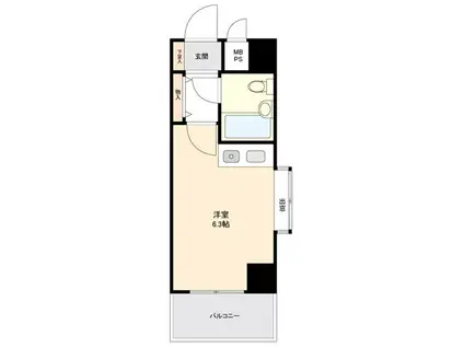 ライオンズマンション相模原第5(ワンルーム/4階)の間取り写真