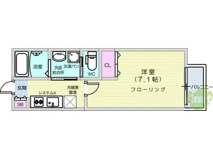 リアーレ長町南(1K/2階)の間取り写真