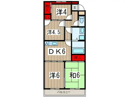 ラポーム狭山(4DK/2階)の間取り写真