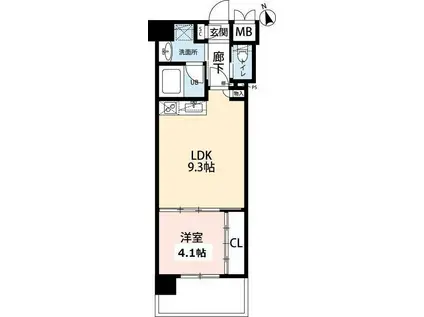 ウィングス西本町(1LDK/12階)の間取り写真