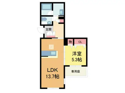 VILLA AUBE甲東園(1LDK/1階)の間取り写真