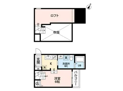 ビアンキ黒髪(ワンルーム/2階)の間取り写真