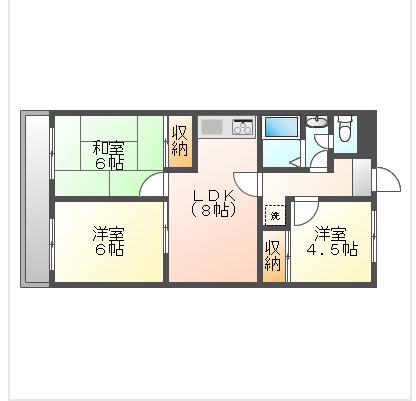 エクシードY(2LDK/2階)の間取り写真