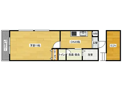 第13平勝ビル(1K/3階)の間取り写真