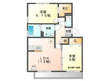 リヴィエール プレ(2LDK/1階)の間取り写真