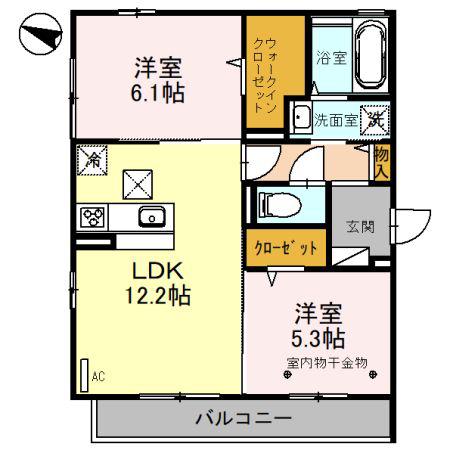 ホワイトハイツII(2LDK/2階)の間取り写真