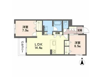 シャーメゾン香芝ワイケイ(2LDK/2階)の間取り写真