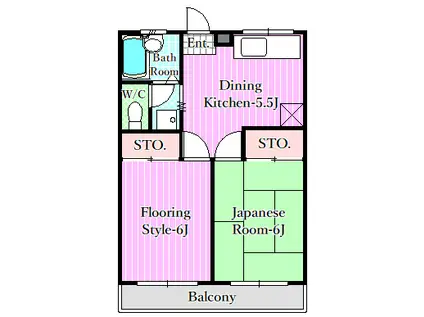 ハピネスタナカⅢ(2DK/3階)の間取り写真