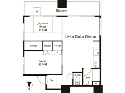 モナーク三軒茶屋(1LDK/10階)の間取り写真