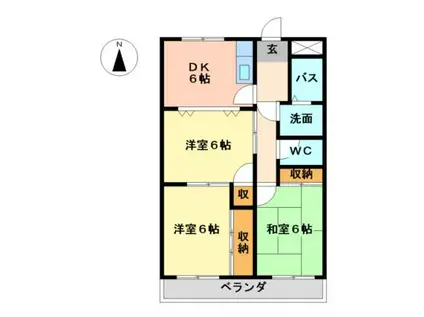 ヴァンベール文ケ岡II(3DK/1階)の間取り写真