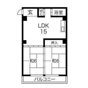 ギャラントビル(2LDK/5階)の間取り写真