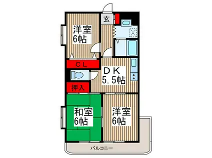 ガーデンハウス塚越(3DK/2階)の間取り写真