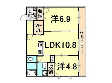 シャーメゾン大森町(2LDK/2階)の間取り写真