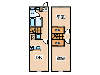 レオパレスグランデ1番館(2DK/1階)の間取り写真