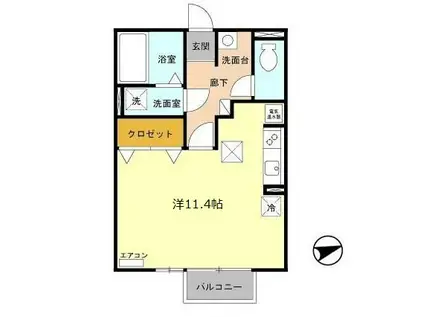 ビューテラス見世(ワンルーム/2階)の間取り写真