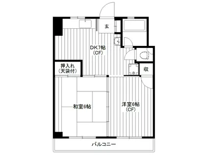 八幡コーポラス(2DK/3階)の間取り写真