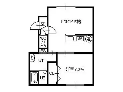 REGINA BERRY A棟(1LDK/1階)の間取り写真