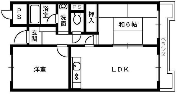 高師浜シーサイドマンションⅠ(2LDK/2階)の間取り写真