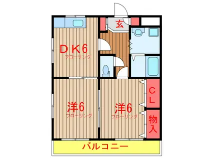 フラット習志野(2DK/1階)の間取り写真