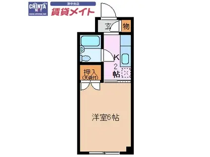 フィオーレ一身田(1K/3階)の間取り写真