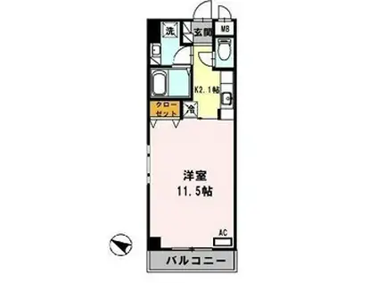 コージィーコート桜井(1K/2階)の間取り写真