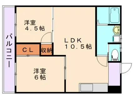 グリーンコーポ(2LDK/1階)の間取り写真
