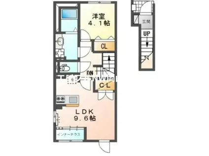 スターテラスII西大寺(1LDK/2階)の間取り写真
