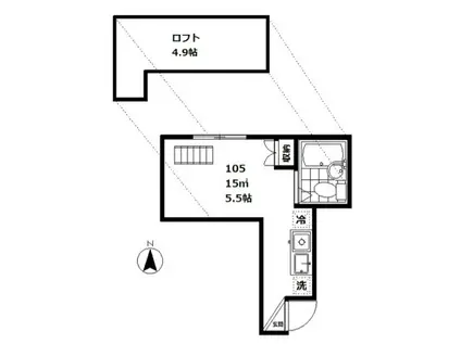 グランドール品川(ワンルーム/1階)の間取り写真