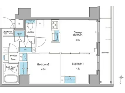 ルフォンリヴェント清澄白河(2DK/3階)の間取り写真