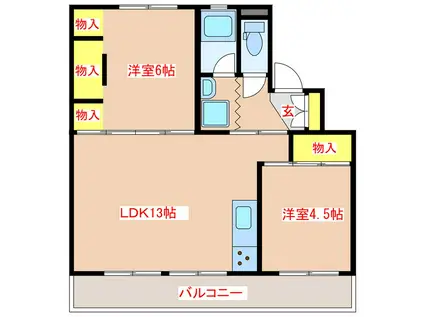 TERRACE八風(2LDK/3階)の間取り写真