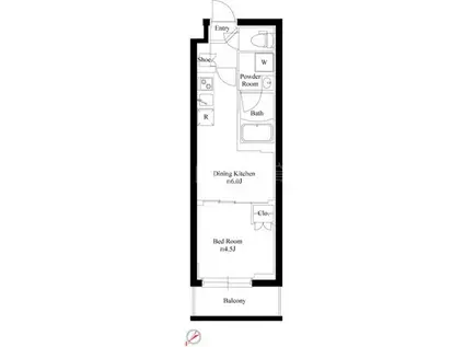 ハーモニーレジデンス東京サウス六郷(1DK/2階)の間取り写真