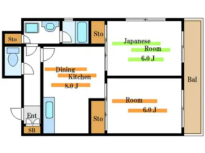 リバーサイドテラス(2DK/4階)の間取り写真