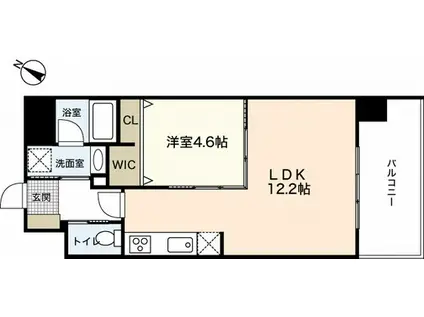 JRBハイツ岡山(1LDK/1階)の間取り写真