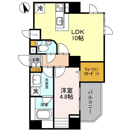 プレミアム菱屋西(1LDK/8階)の間取り写真