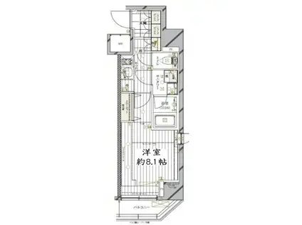 レガリス品川南大井III(1K/4階)の間取り写真