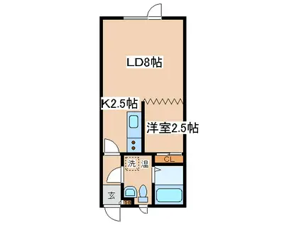 ハイツヴァイオレット(1LDK/2階)の間取り写真
