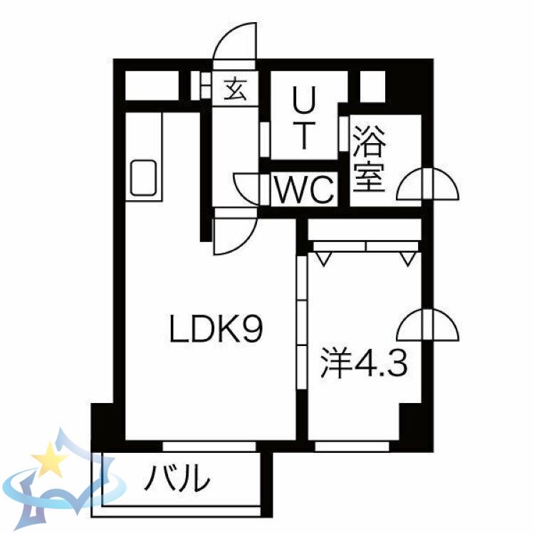 LEESPACEN4(1LDK/9階)の間取り写真