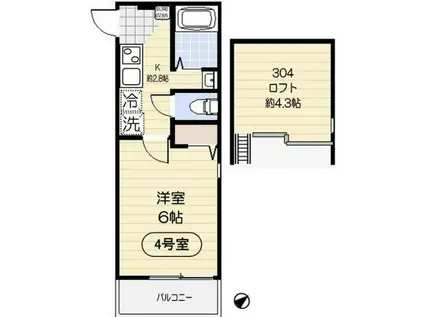 サウステラス(1K/3階)の間取り写真