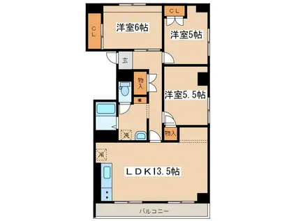 リバーサイドKITAHARA(3LDK/2階)の間取り写真