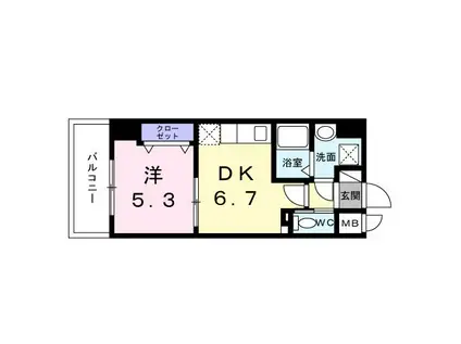 スアヴィス平塚八重咲(1DK/3階)の間取り写真