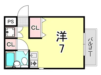 ロイヤルメゾン塚口VIII(ワンルーム/2階)の間取り写真
