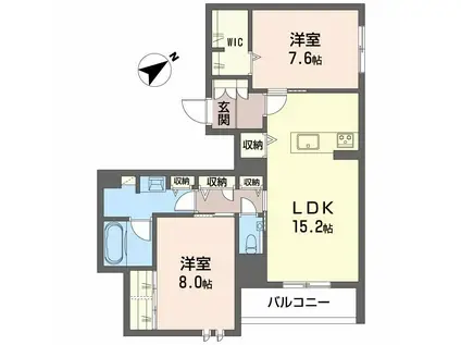 エクラージュ覚王山(2LDK/2階)の間取り写真