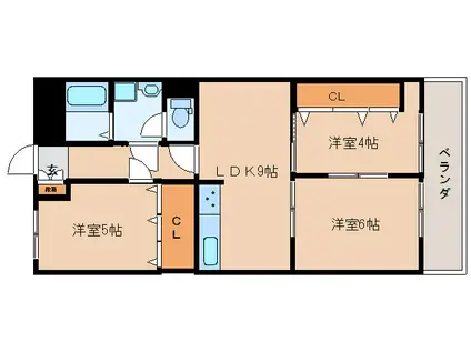 エクセルコート・あやめ池(3DK/2階)の間取り写真