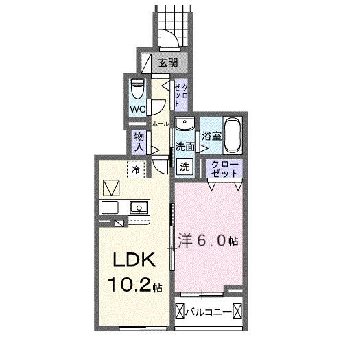 フォルトゥーナ 播磨(1LDK/1階)の間取り写真