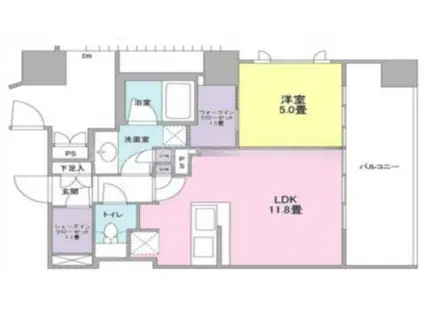 クローバー神田紺屋町(1LDK/2階)の間取り写真