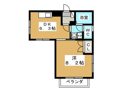エグゼクティブ立川(1DK/2階)の間取り写真