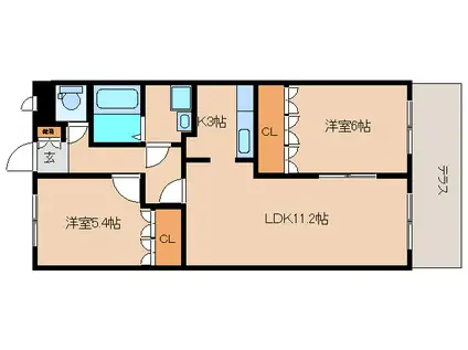 セントフィールド葛城(2LDK/1階)の間取り写真