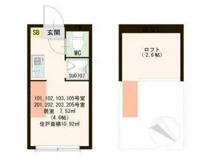 ハーモニーテラス和泉IV(ワンルーム/1階)の間取り写真