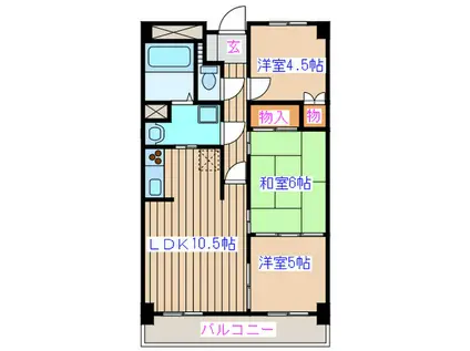 ヴューポートオバタII(3LDK/4階)の間取り写真